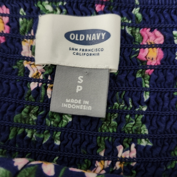 Old Navy Blue Floral Print Spaghetti Straps Summer Mini Dress Sz SM Petite NWOT - Picture 6 of 7